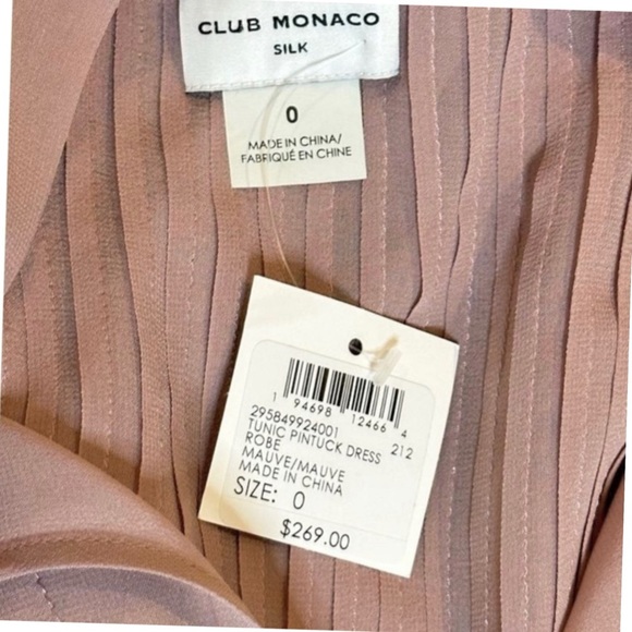 Club Monaco Silk Tunic Pintuck Seersucker Relaxed Fit Shirt Shift Mini Dress NEW - Picture 12 of 12